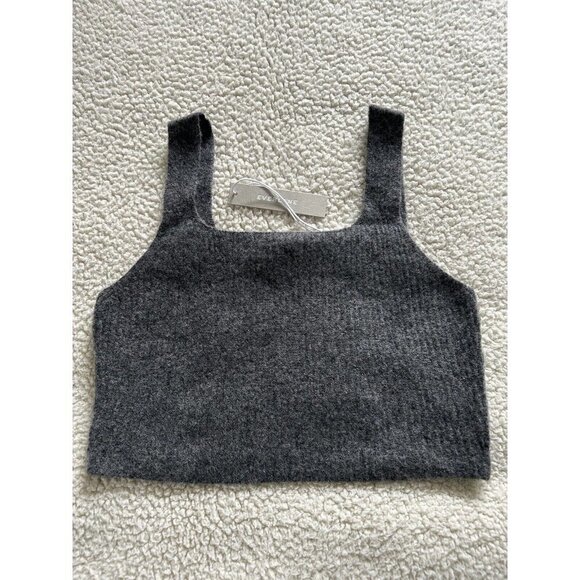 Everlane Charcoal Grey Wool Yak Blend Knit Cozy Stretch Crop Vest Tank Top Sz M - Picture 9 of 14